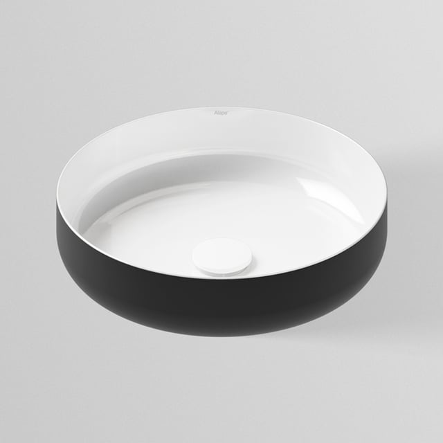 Lavabo Da Appoggio VELA In Colata Minerale - Effetto Cemento Opaco 60,5x43,5x16 Cm - Con Piletta Pop-up - Design Ovale Moderno