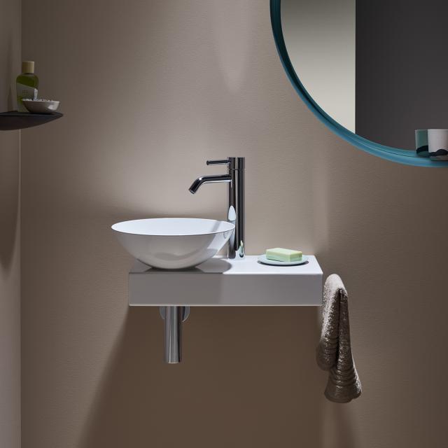 Alape Piccolo Novo washbasin set with Dornbracht Meta fitting white, chrome fitting