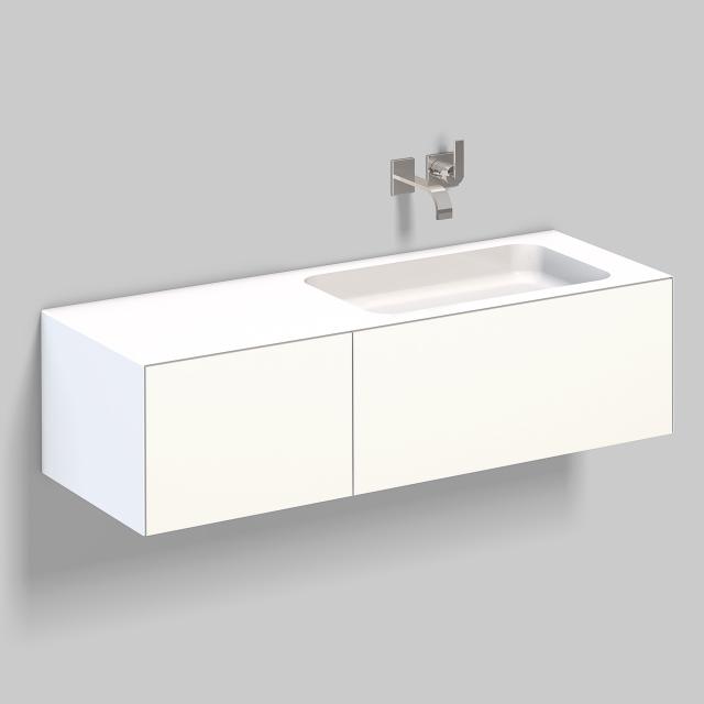 Alape WP.Folio washbasin with vanity unit with 2 pull-out compartments white/silk matt white, without tap hole