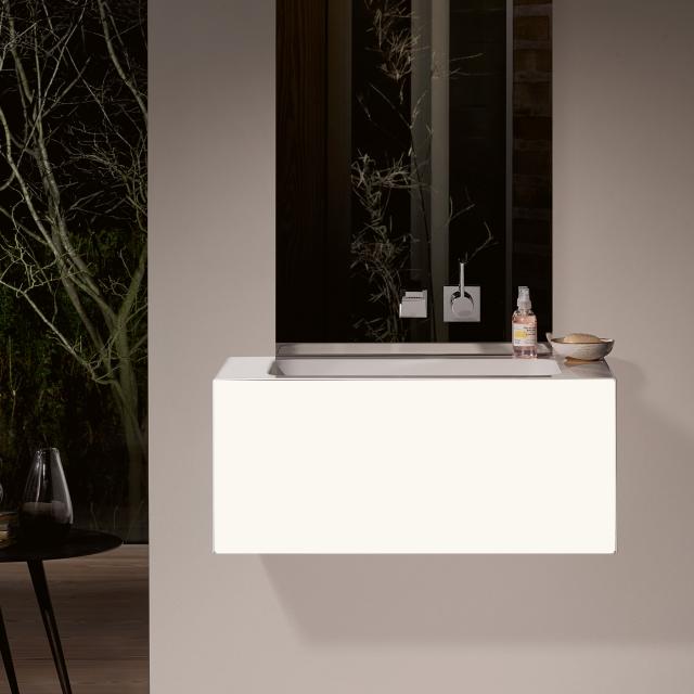 Alape WP.Folio washbasin with vanity unit with 1 pull-out compartment white/silk matt white, without tap hole