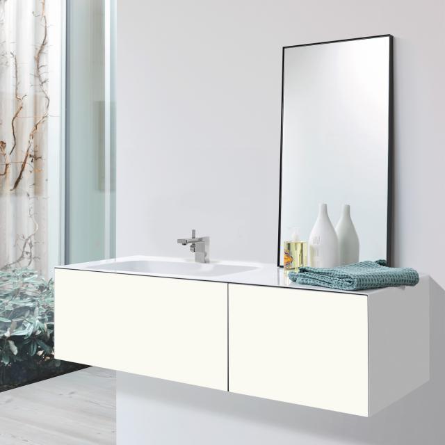 Alape WP.Folio washbasin with vanity unit with 2 pull-out compartments white/silk matt white, with 1 tap hole