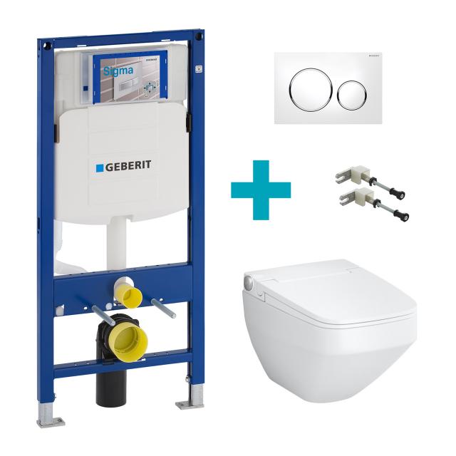 AM.PM Inspire V2.0 shower toilet with toilet seat, installation & connection accessories and Sigma20 flush plate