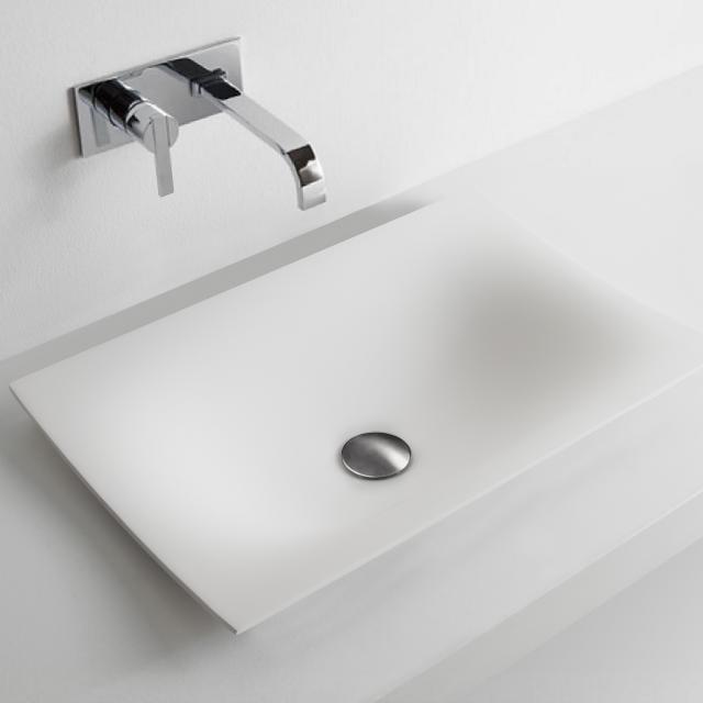 antoniolupi FOGLIO semi-recessed washbasin matt white, waste valve satin stainless steel
