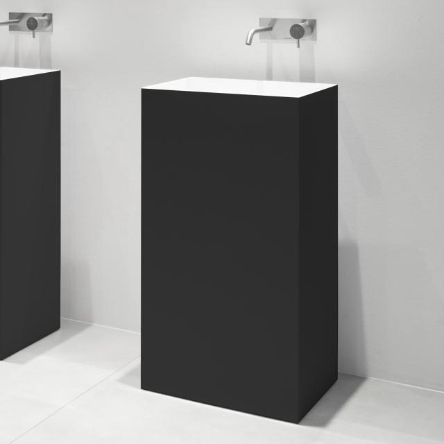 antoniolupi FUSTO floorstanding washbasin matt black/matt white, without towel rail, waste valve matt white