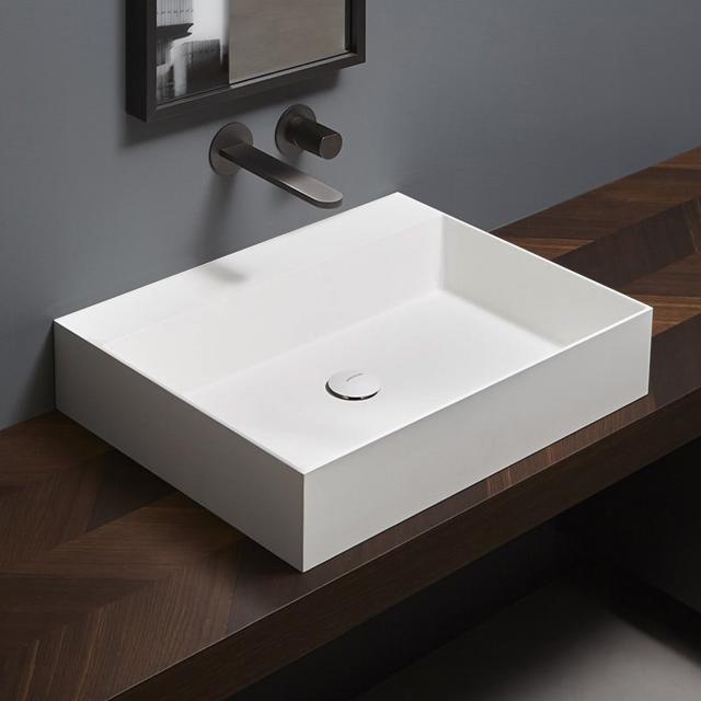 antoniolupi GESTOMOOD countertop or wall-mounted washbasin matt white, without overflow, waste valve matt white