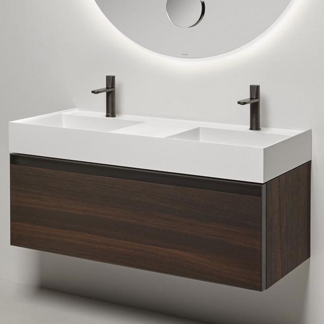 antoniolupi GRAFFIOMOOD countertop or wall-mounted double washbasin matt white