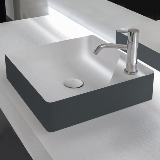antoniolupi SIMPLO countertop washbasin matt matita/matt white, with 1 tap hole, waste valve matt white