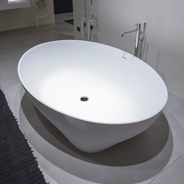 antoniolupi SOLIDEA freestanding oval bath matt white, waste set chrome