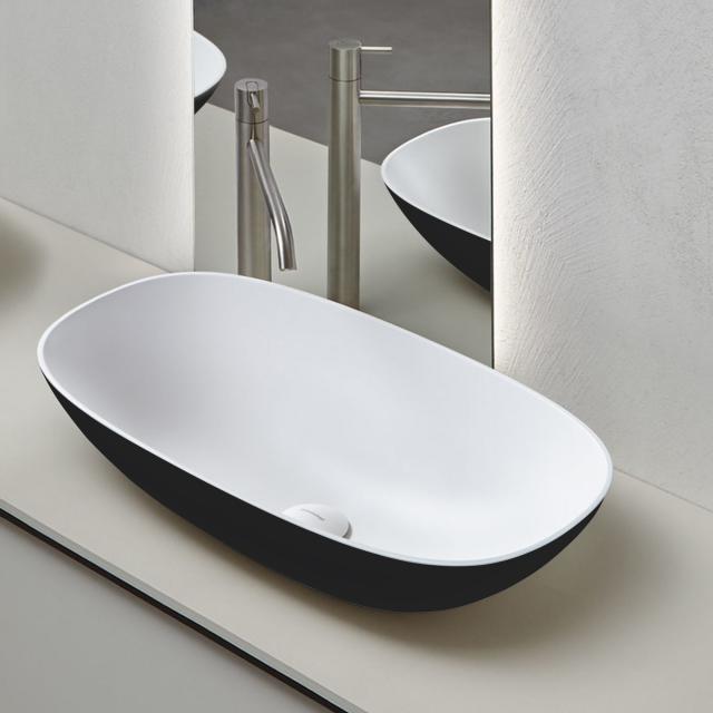 antoniolupi VELO countertop washbasin matt black/matt white, waste valve matt white
