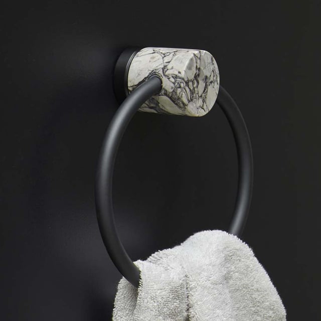 WENKO Static-Loc® Plus Anello per asciugamani Pavia Nero