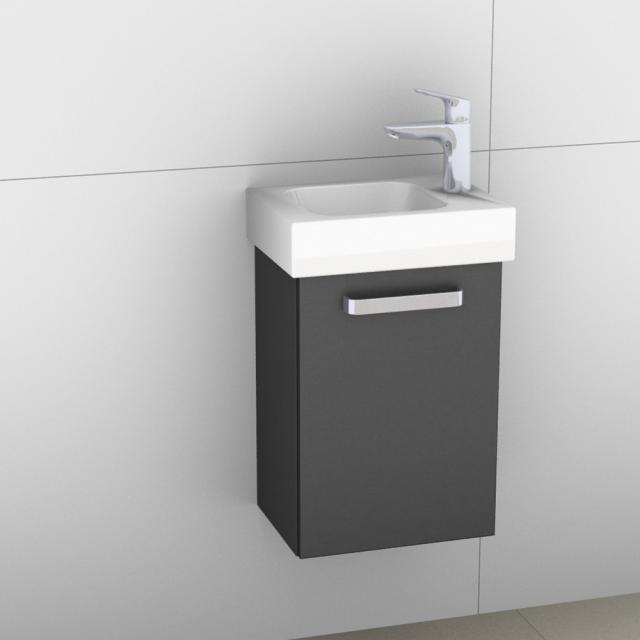 Artiqua 413 vanity unit for hand washbasin with 1 door front metallic steel grey / corpus steel grey, with handle B