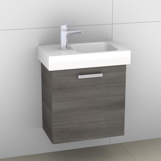 Artiqua 413 hand washbasin vanity unit with 1 door textured graphite, with handle I