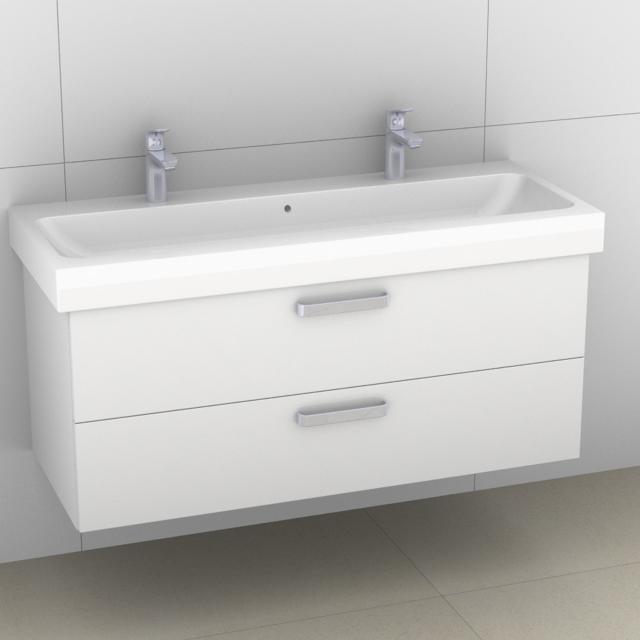 Artiqua 413 vanity unit for double washbasin with 2 pull-out compartments white gloss, with handle E