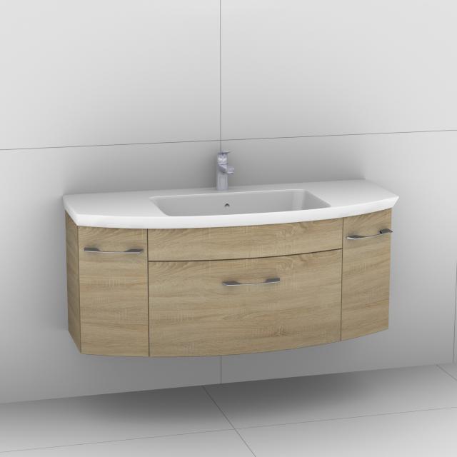 Artiqua 818 Block washbasin with vanity unit with 1 pull-out compartment and 2 doors castello oak