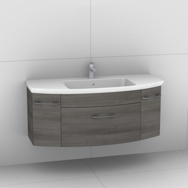 Artiqua 818 Block washbasin with vanity unit with 1 pull-out compartment and 2 doors front textured graphite / corpus textured graphite