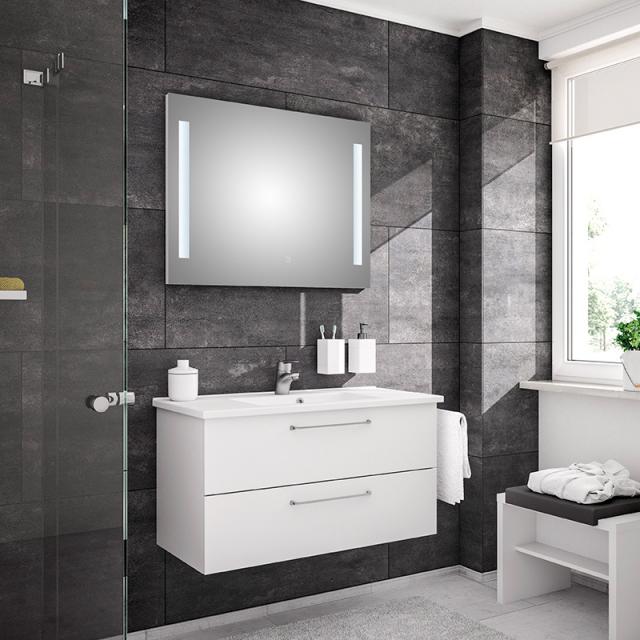 Artiqua 890 Block wasbasin with vanity unit and mirror white gloss/mirrored