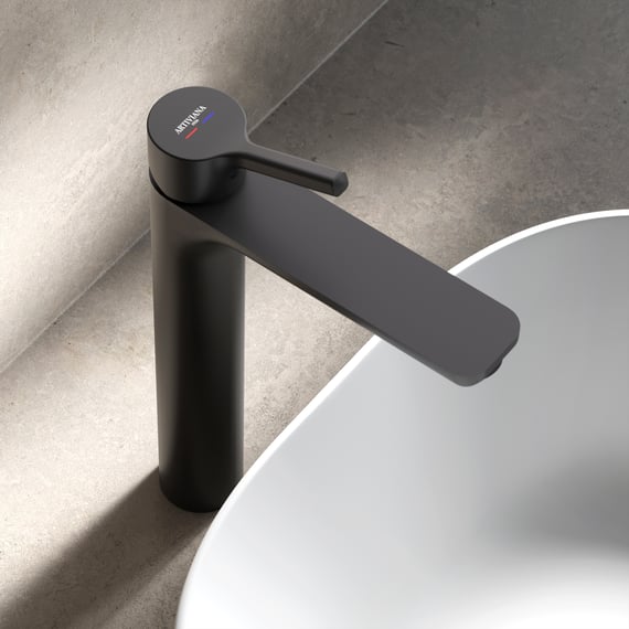 Rubinetto per lavabo in ottone nero monoblocco con ceramica | Leroy Merlin