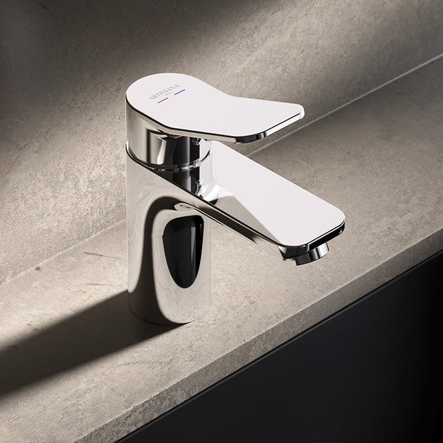 KLUDI X1 Rubinetto Per Lavabo Con Scarico A Tirante - Miscelatore Moderno Cromato Con Cartuccia In Ceramica, Risparmio Idrico 5L/min - 2