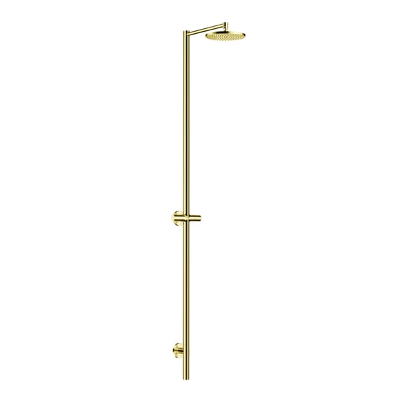 Sistema Doccia 4 In 1 Oro Con Termostato - Soffione Pioggia 22x22 Cm, Doccetta, Bidet E Rubinetto, Ottone, Altezza Regolabile