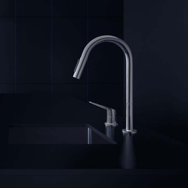 AXOR Citterio M two-hole kitchen mixer tap, with pull-out spout brushed stainless steel