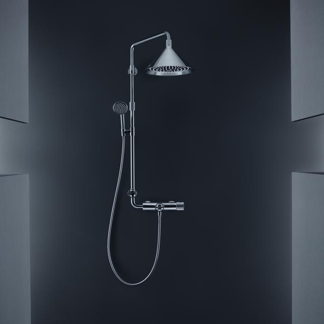 AXOR Showerpipe with thermostat and 2jet overhead shower designed by Front chrome