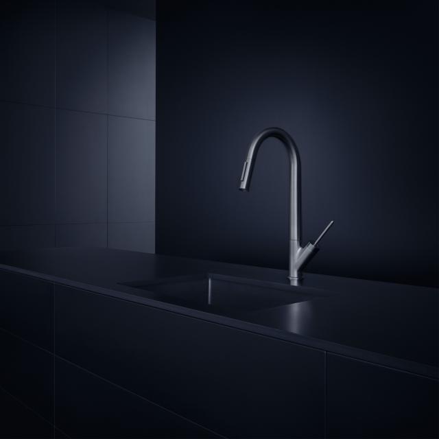 AXOR Starck single-lever kitchen mixer tap, with pull-out spout brushed stainless steel