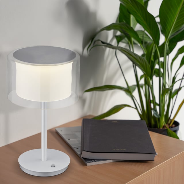 Lampada da tavolo LED Lindby Valtaris, grigio, alluminio, CCT