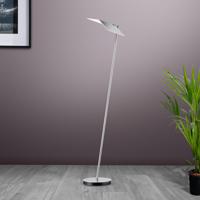 Lampadaire LED Mairia à Intensité Variable Moderne Gris Aluminium - 140cm Pour Salon Et Salle à Manger
