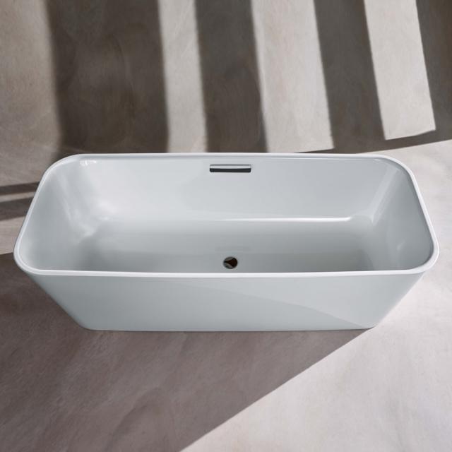 Bette Art freestanding oval bath white bath, with BetteAnti-Slip, with BetteGlaze Plus, chrome waste set, with water inlet
