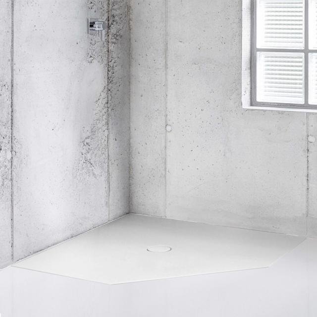 Bette Floor Caro pentagonal shower tray white, with BetteAnti-Slip Pro