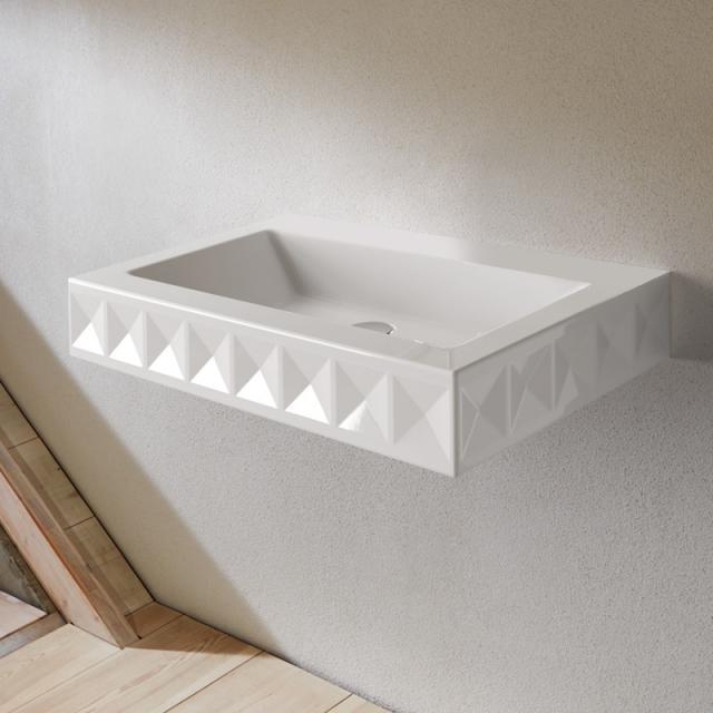 Bette Loft Ornament wall-mounted washbasin, 1 layer white, with BetteGlaze Plus, without tap hole