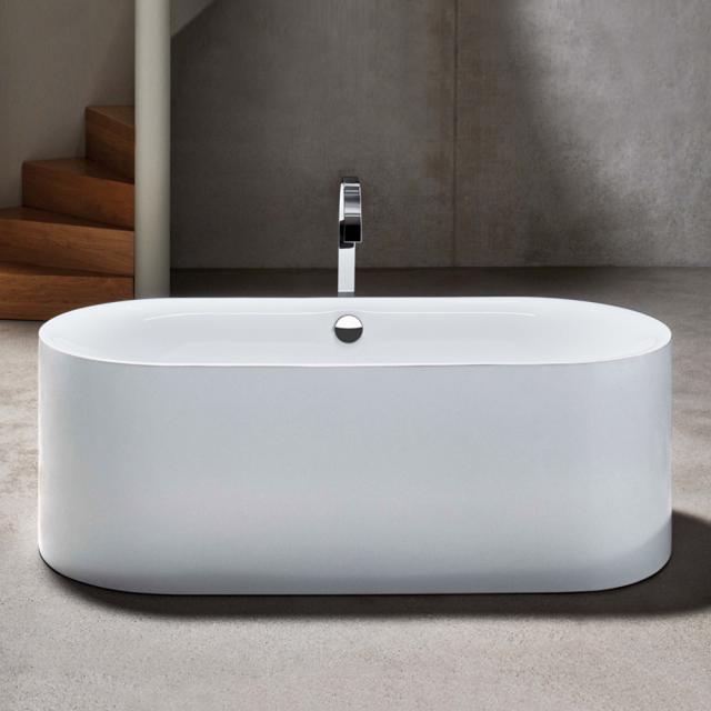 Bette Lux Oval Silhouette freestanding bath white bath, chrome waste set