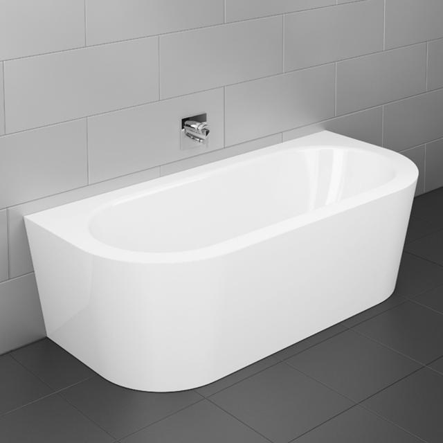 Bette Starlet I Silhouette back-to-wall bath with panelling white bath, with BetteGlaze Plus, white waste set