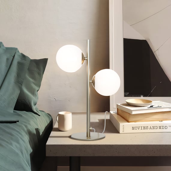Paulmann 79661 Neordic Moa - Lampada Da Tavolo In Vetro E Marmo, Bianco/opaco Oro, Senza Lampadina, Attacco G9, 230V
