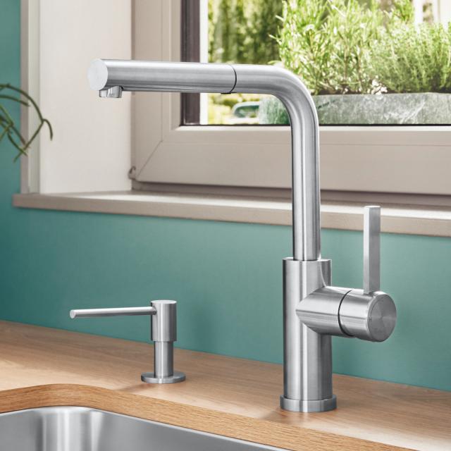Blanco Lanora-S-F single-lever kitchen mixer tap, with pull-out spout, for front-pof-window installation