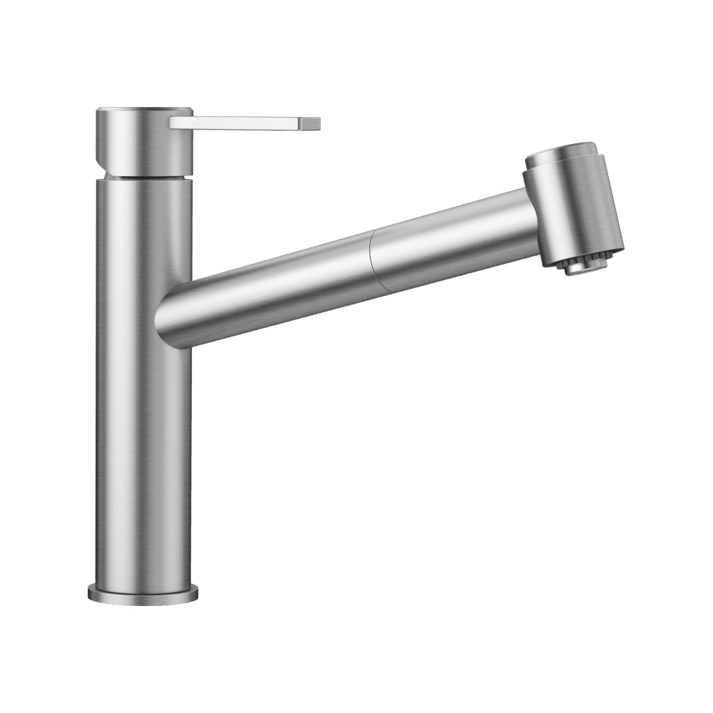 with a Pull-Out spout from Blanco Ambis-S Kitchen Sink tap 525124 Brushed Steel Low Pressure