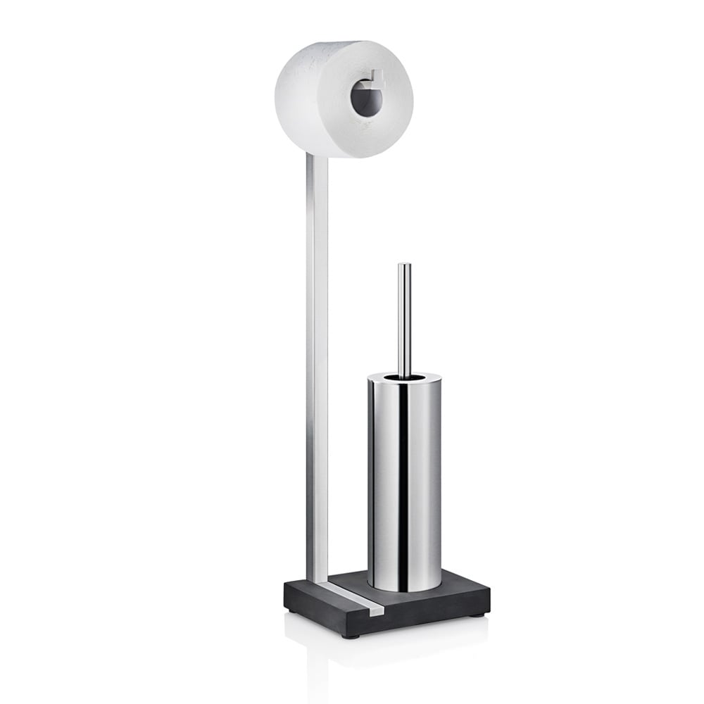 Porte-Papier Toilette Sur Pied En Acier Inoxydable Avec Brosse WC Et Étagère - Set 4 En 1 Moderne Et Pratique