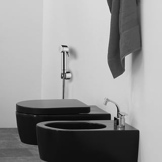 BOSSINI - Ensemble hygiénique WC chromé douchette MACAN ABS avec robinet  d'arrêt intégré flexible CROMOLUX PVC lisse Réf. E57064030