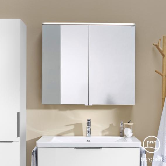 Burgbad Eqio mirror cabinet with lighting and 2 doors white gloss, without washbasin lighting
