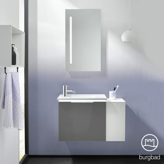 Meuble Vasque Design KZOAO En Fonte Minérale - Blanc Mat Et Brillant Avec Miroir