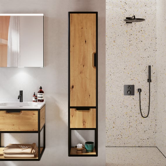 Mobiletto Ad Angolo RELAX4LIFE Con Anta E Ripiano Aperto - 30x30x80 Cm, Bianco, In MDF Resistente All'Acqua, Con Ripiano Interno Regolabile - Per Bagno, Camera Da Letto, Soggiorno - 3