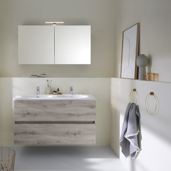 Linea System 103, Mobile Da Bagno D'appoggio Con Lavabo In HPL E Specchio Di Ideal Bagni 2 1024x1024
