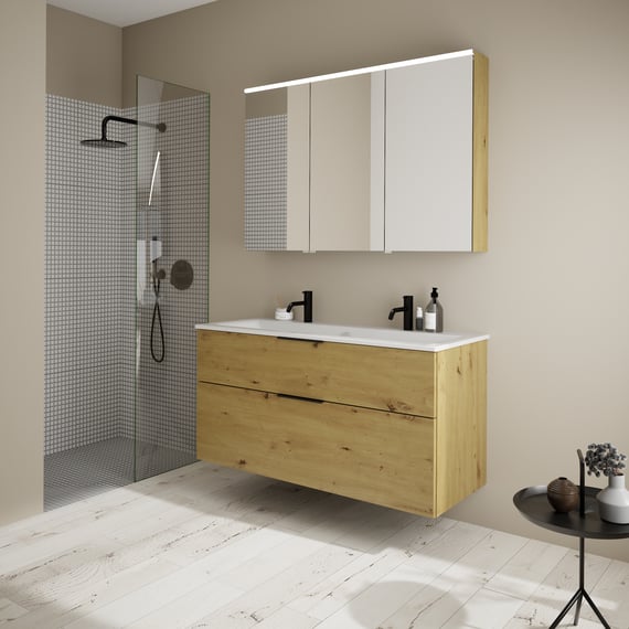 Duravit D-Neo mobile con lavabo, con armadietto a specchio grafite