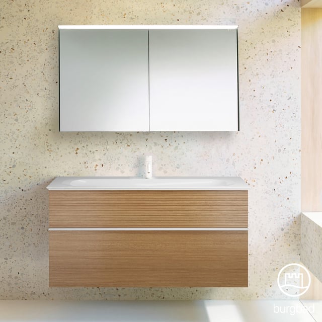 Lomadox Set Bagno Completo 80 Cm – Lavabo, Specchio LED, Armadio Alto E 3 Pensili, Rovere Wotan - 3