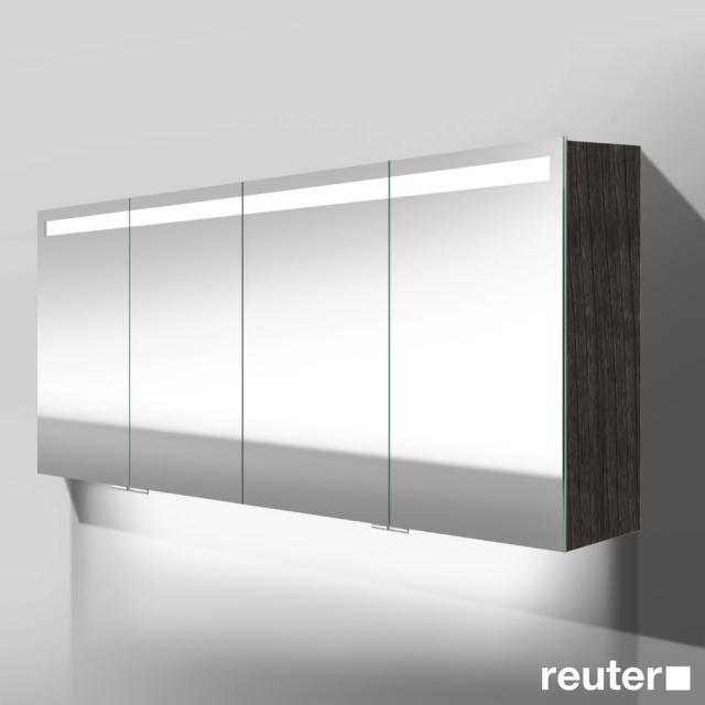 Burgbad Crono mirror cabinet with LED lighting with 4 doors black oak, with washbasin lighting