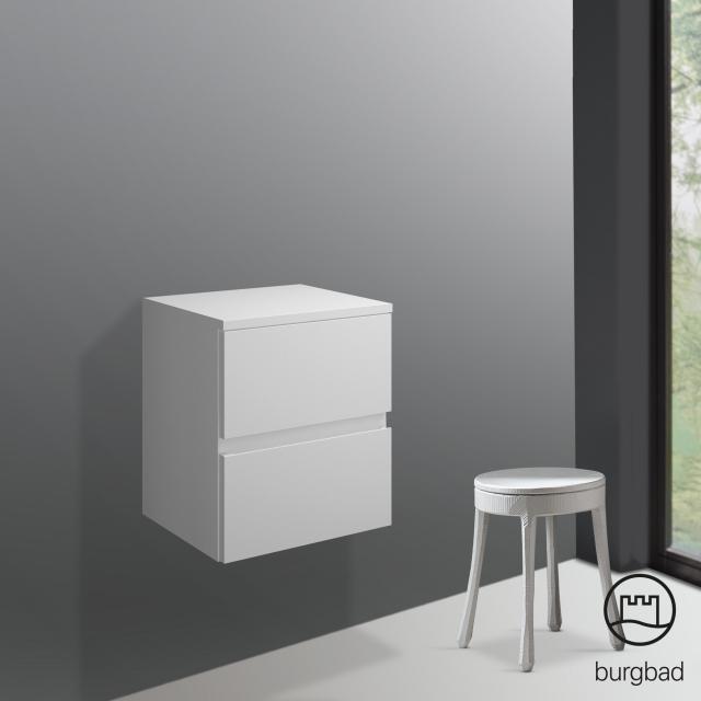Burgbad Cube low cabinet with 2 pull-out compartments front matt white / corpus matt white