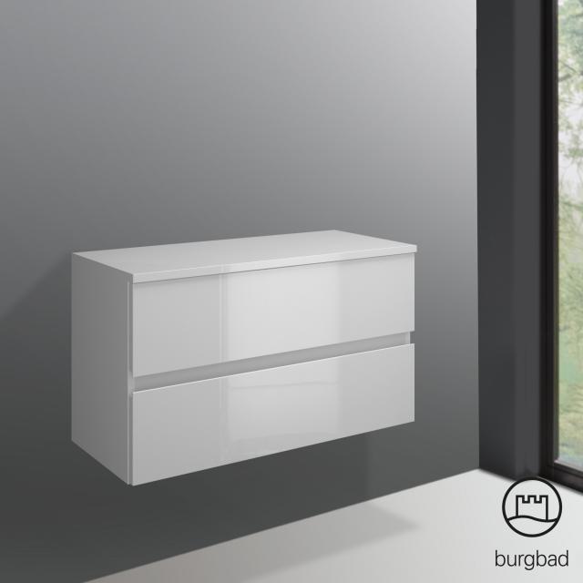 Burgbad Cube low cabinet with 2 pull-out compartments front white high gloss / corpus white high gloss