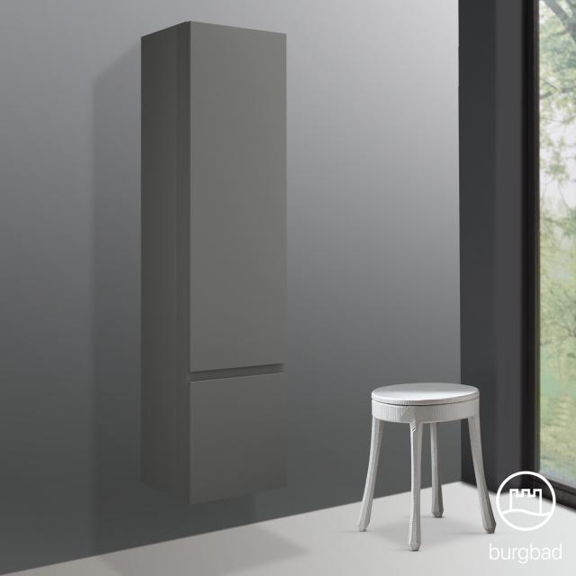 Burgbad Cube tall unit with 1 door and 1 laundry basket front matt dark grey / corpus matt dark grey