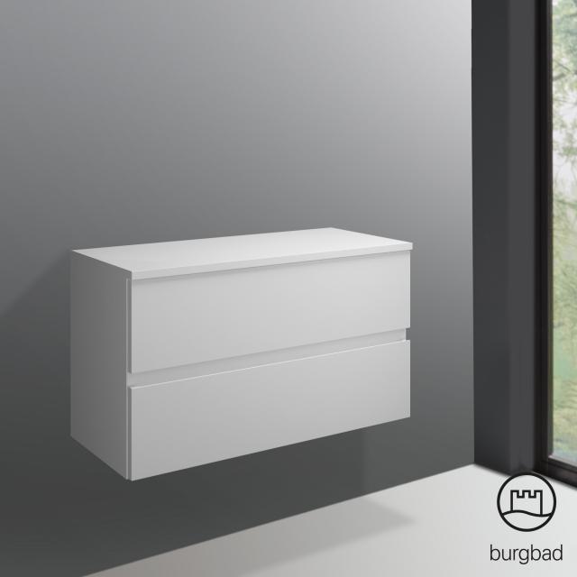 Burgbad Cube low cabinet with 2 pull-out compartments matt white