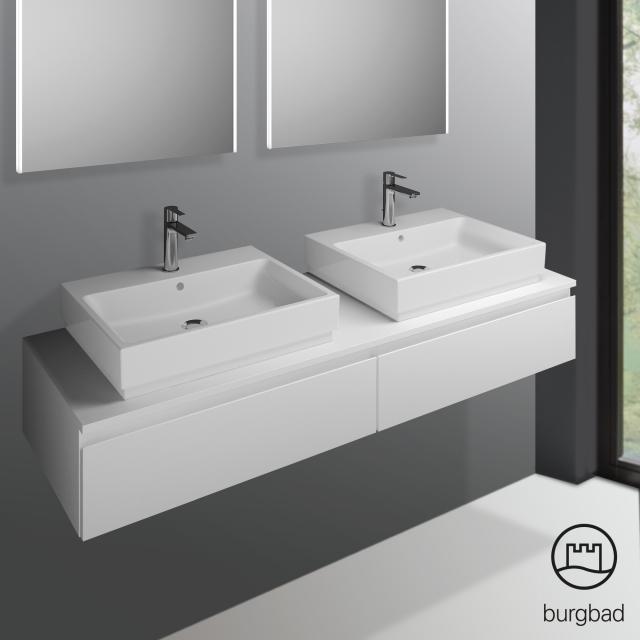 Burgbad Cube vanity unit with 2 pull-out compartments matt white
